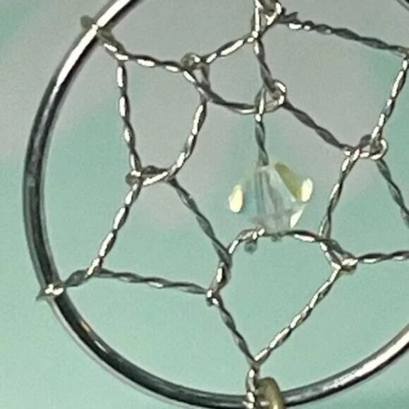 Southwestern Silver Dreamcatcher Statement Earrings – Boho Sterling-Tone Feather - Picture 9 of 10